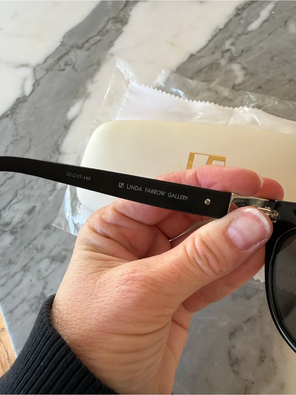 Linda Farrow for The Row Glossy Black Cat-Eye Sunglasses